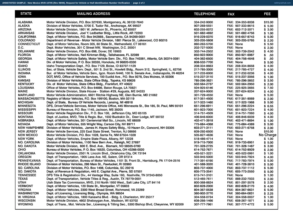 New Mexico form MVD-10705, Request for Vehicle or Hull Identification Number Verification, filled in: addressed to the State of Arizona, a 2011 Nissan Frontier whose New Mexico visual inspection revealed VIN 1N6AD0ER7BC421079 while the Arizona certificate of title indicates a VIN ending 421070, the first checkbox marked, the reply agency block completed from the state directory, and requester Corinne A. Padilla of Gallup named in the return block.
